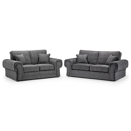 Walcott Fabric 3+2 Seater Sofa Set In Grey