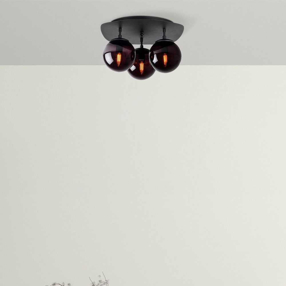 Walden 3 Light Metal Ceiling Light in Black