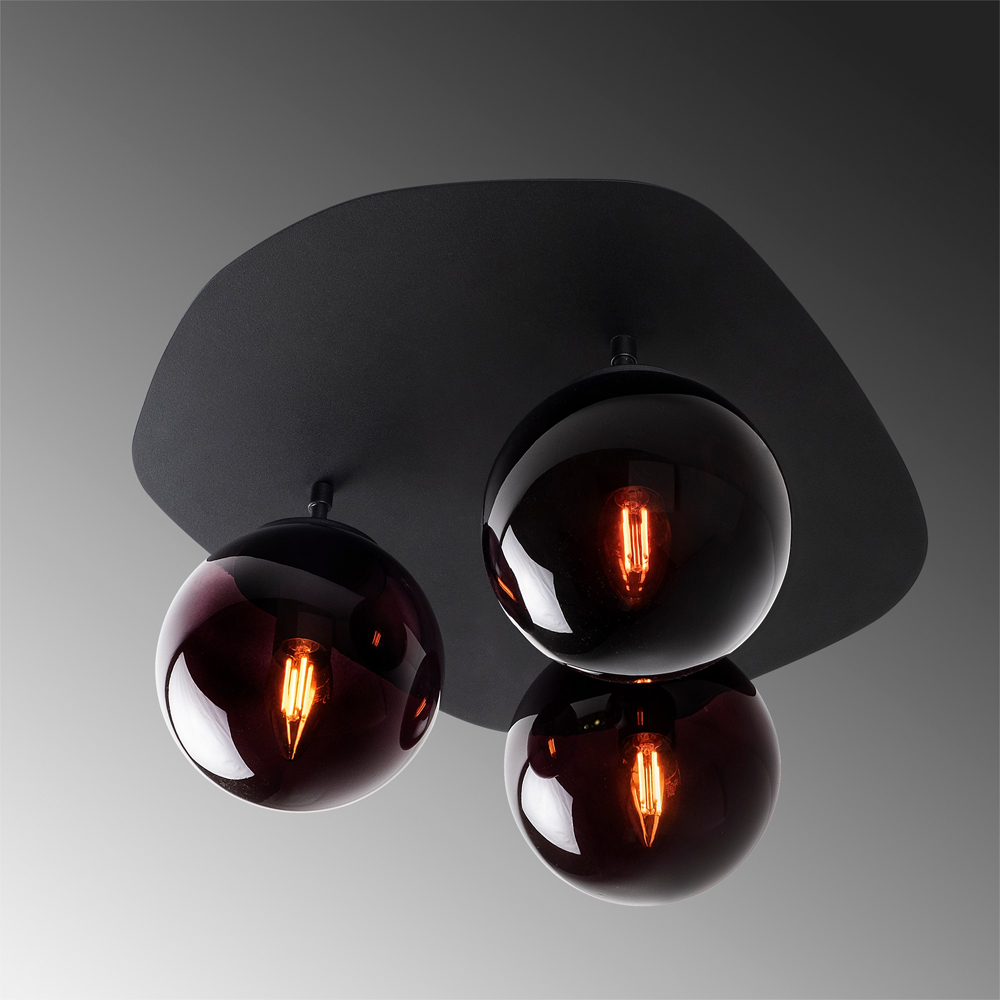 Walden 3 Light Metal Ceiling Light in Black