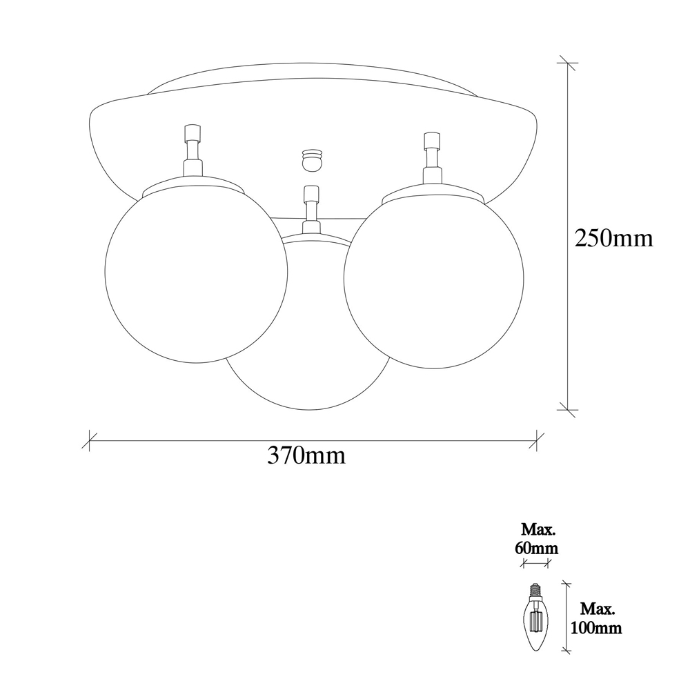 Walden 3 Light Metal Ceiling Light in Gold