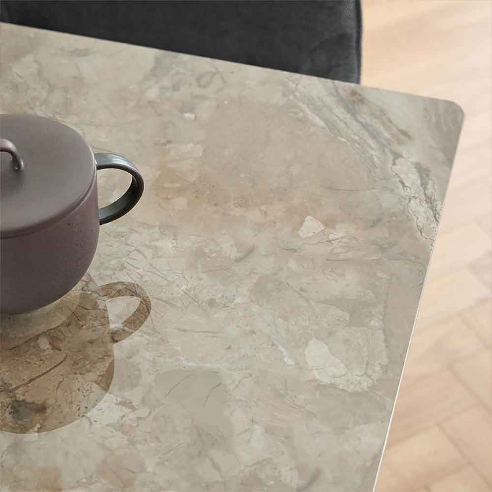 Waldorf Brown Ceramic Dining Table With 4 Bethel Chairs In Beige