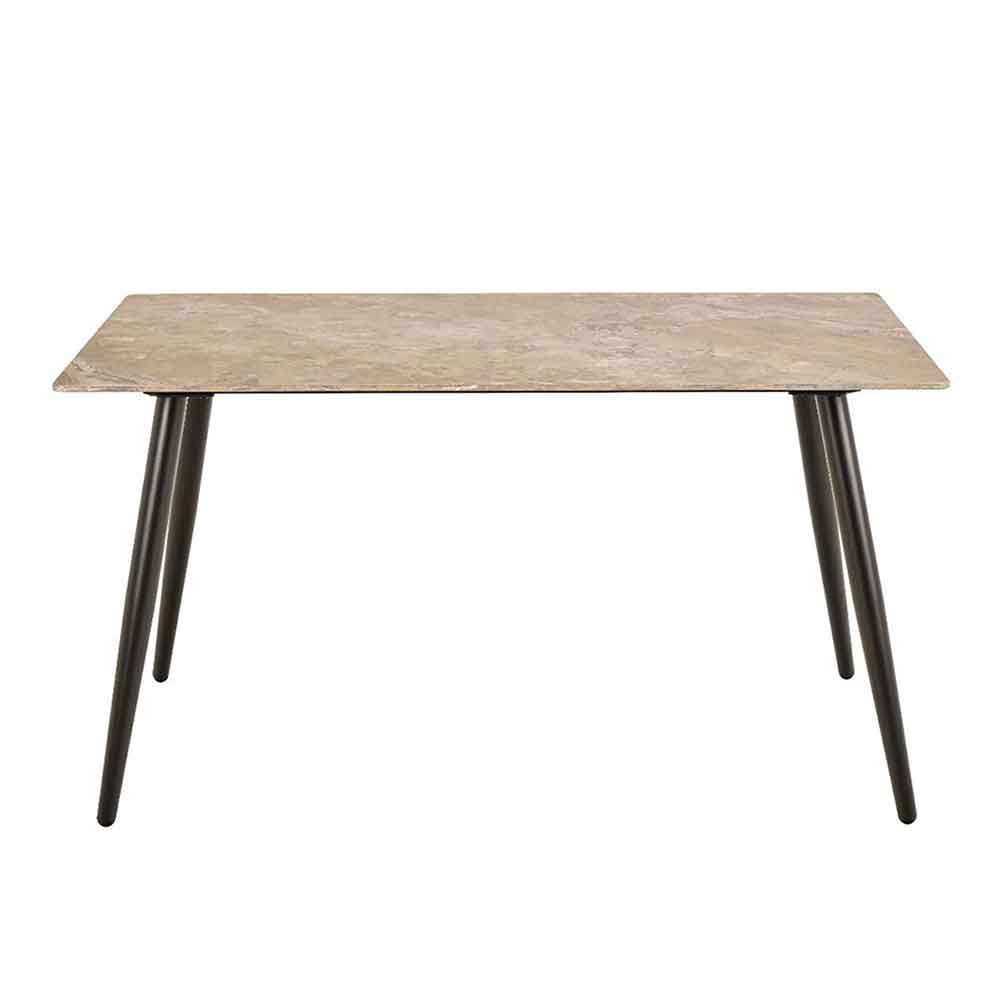 Waldorf Brown Ceramic Dining Table With 4 Bethel Chairs In Beige