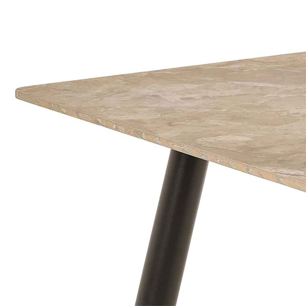 Waldorf Brown Ceramic Dining Table With 4 Bethel Chairs In Beige