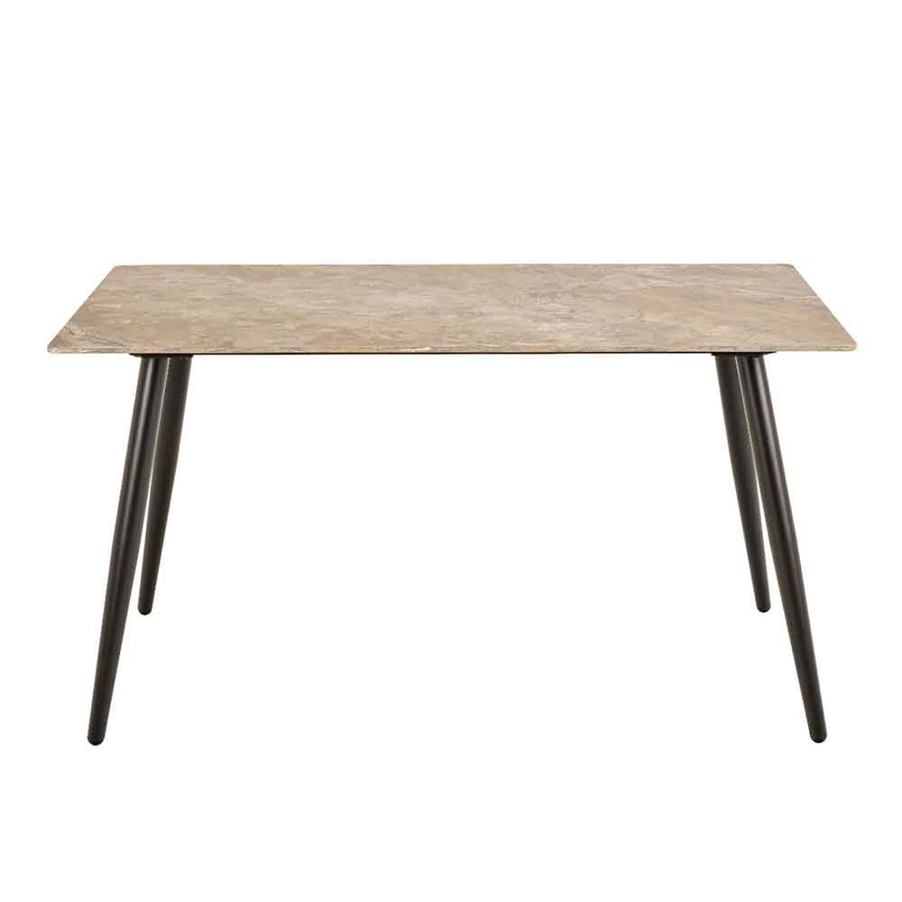 Waldorf Brown Ceramic Dining Table With 4 Bethel Chairs In Taupe