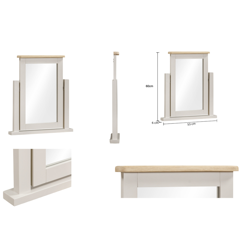 Waldorf Dressing Mirror With Oak And White Wooden Frame