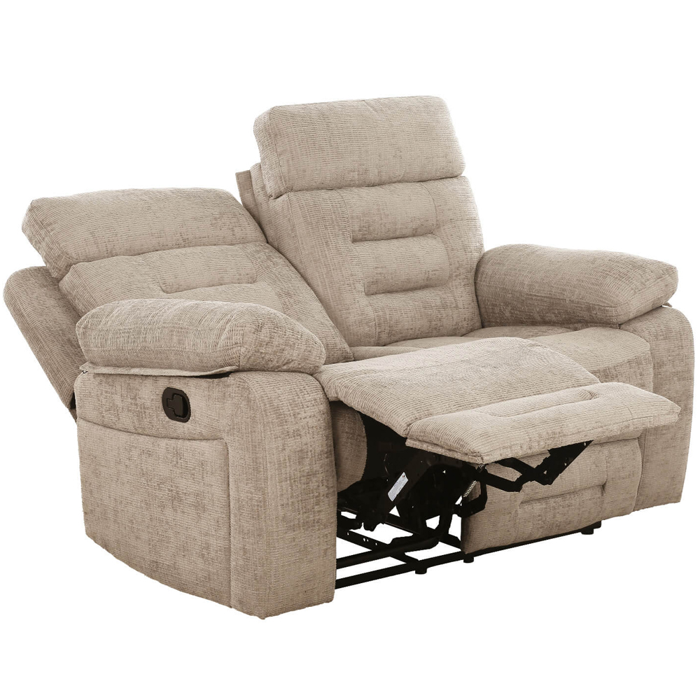 Waldorf Fabric Recliner 2 Seater Sofa In Latte