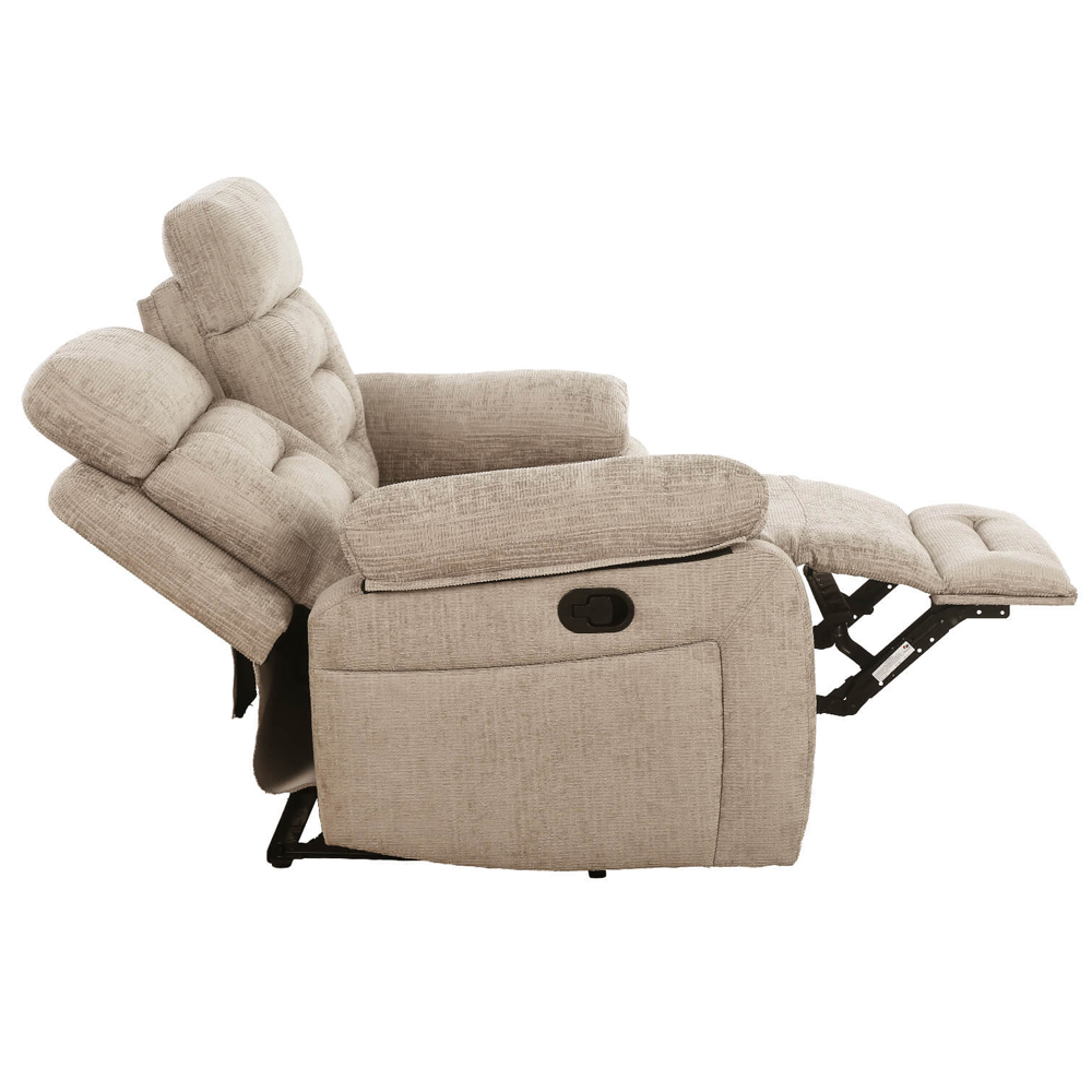 Waldorf Fabric Recliner 2 Seater Sofa In Latte
