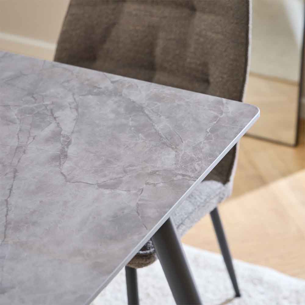 Waldorf Grey Ceramic Dining Table With 4 Bethel Chairs In Taupe