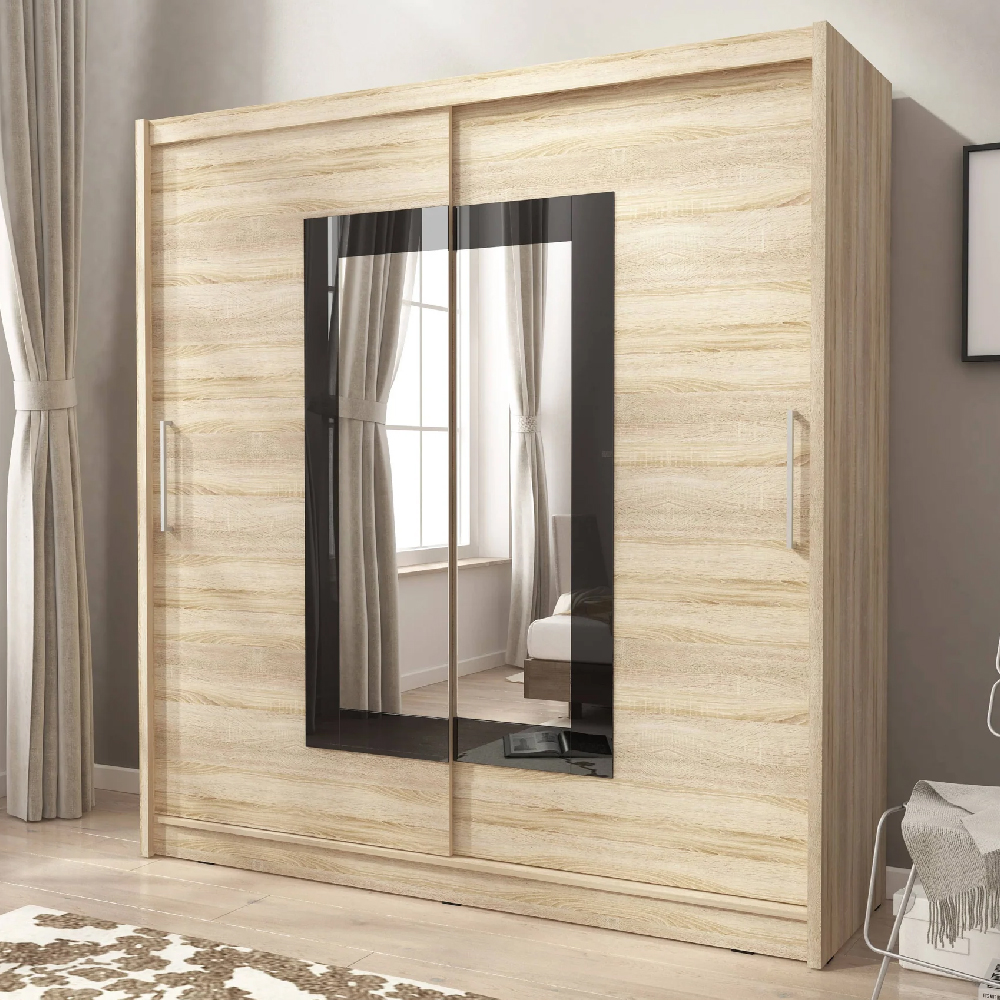 Read more about Waldorf ii mirrored 180cm wardrobe 2 sliding doors in sonoma oak