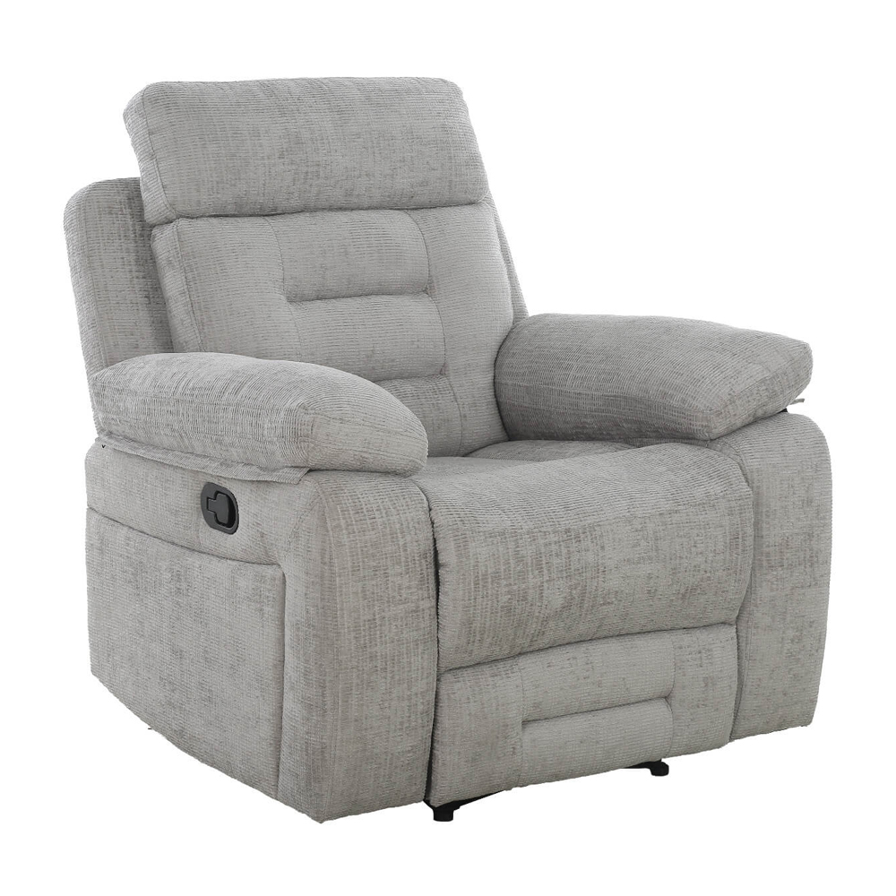 Waldorf Manual Recliner Fabric 1 Seater Sofa In Grey