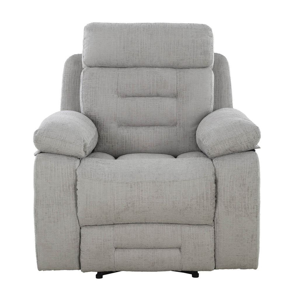 Waldorf Manual Recliner Fabric 1 Seater Sofa In Grey