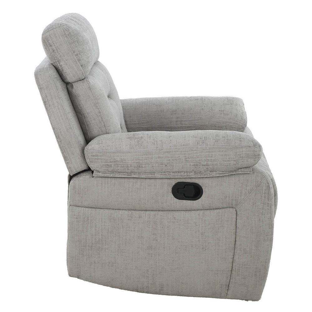 Waldorf Manual Recliner Fabric 1 Seater Sofa In Grey