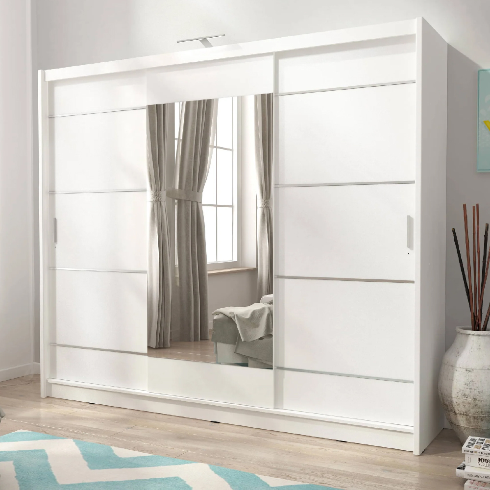 Read more about Waldorf mirrored wardrobe with 3 doors in matt white