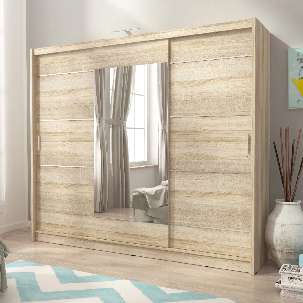 Read more about Waldorf mirrored wardrobe with 3 doors in sonoma oak