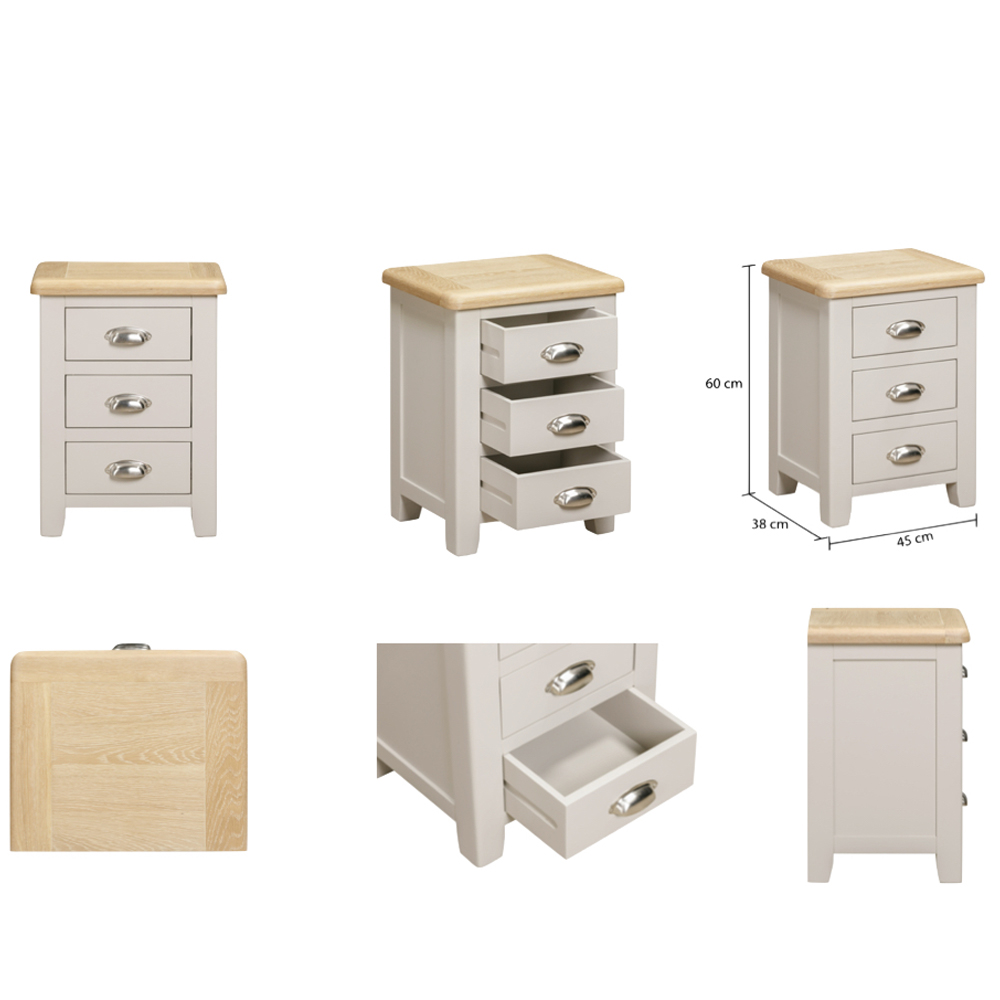 Waldorf Wooden Bedside Cabinet With 3 Drawers In Oak And White