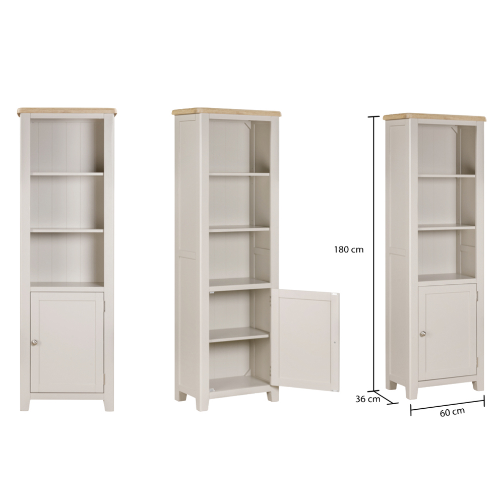 Waldorf Wooden Bookcase With 1 Door In Oak And White