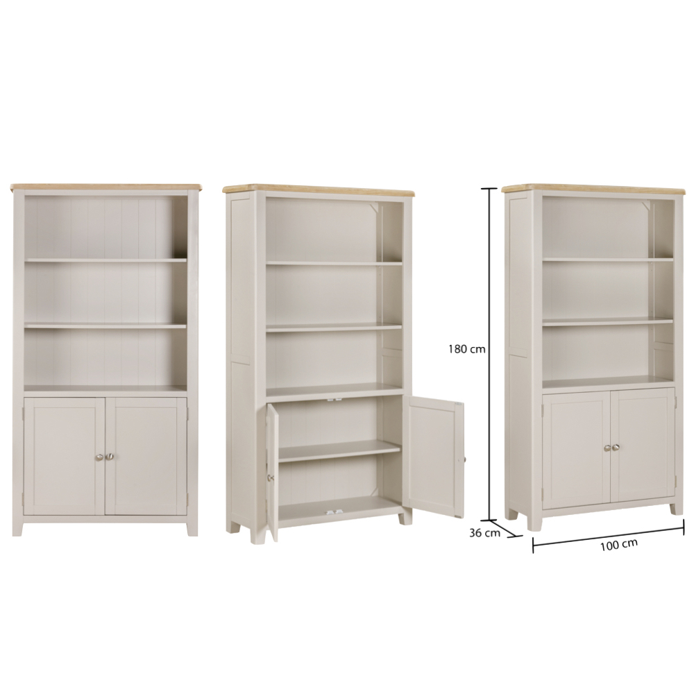 Waldorf Wooden Bookcase With 2 Doors In Oak And White
