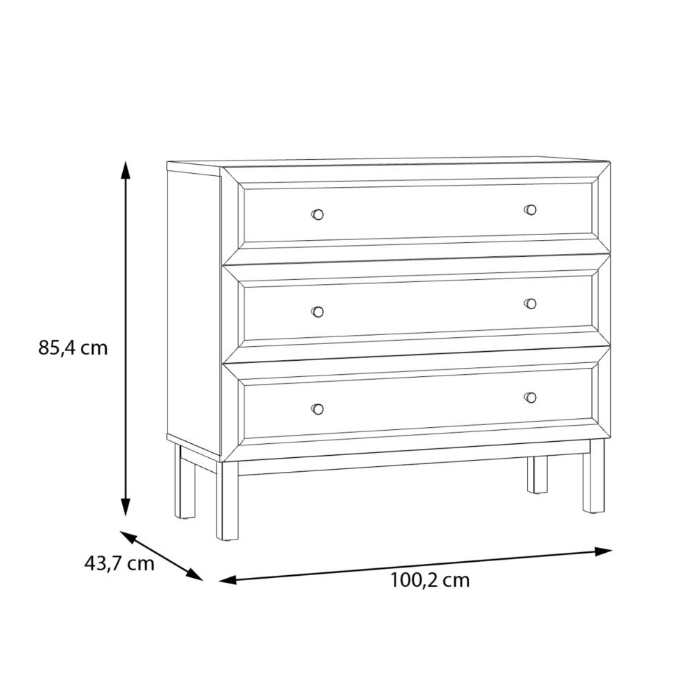 Waldorf Wooden Chest Of 3 Drawers In Light Grey And Oak