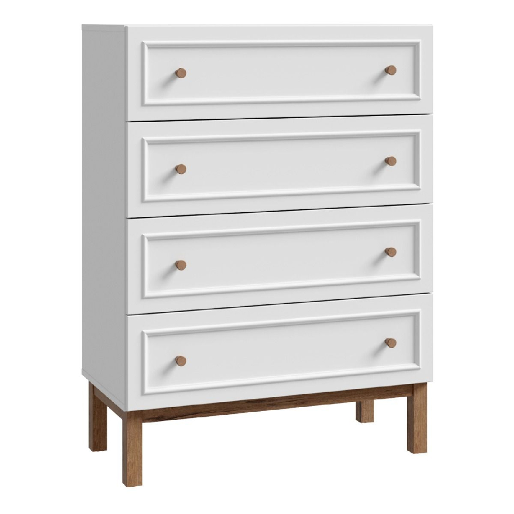 Waldorf Wooden Chest Of 4 Drawers In Light Grey And Oak