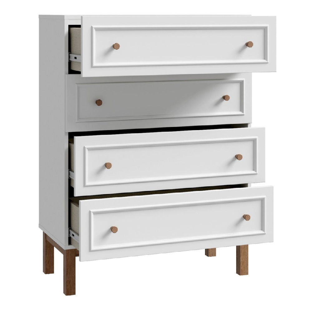 Waldorf Wooden Chest Of 4 Drawers In Light Grey And Oak