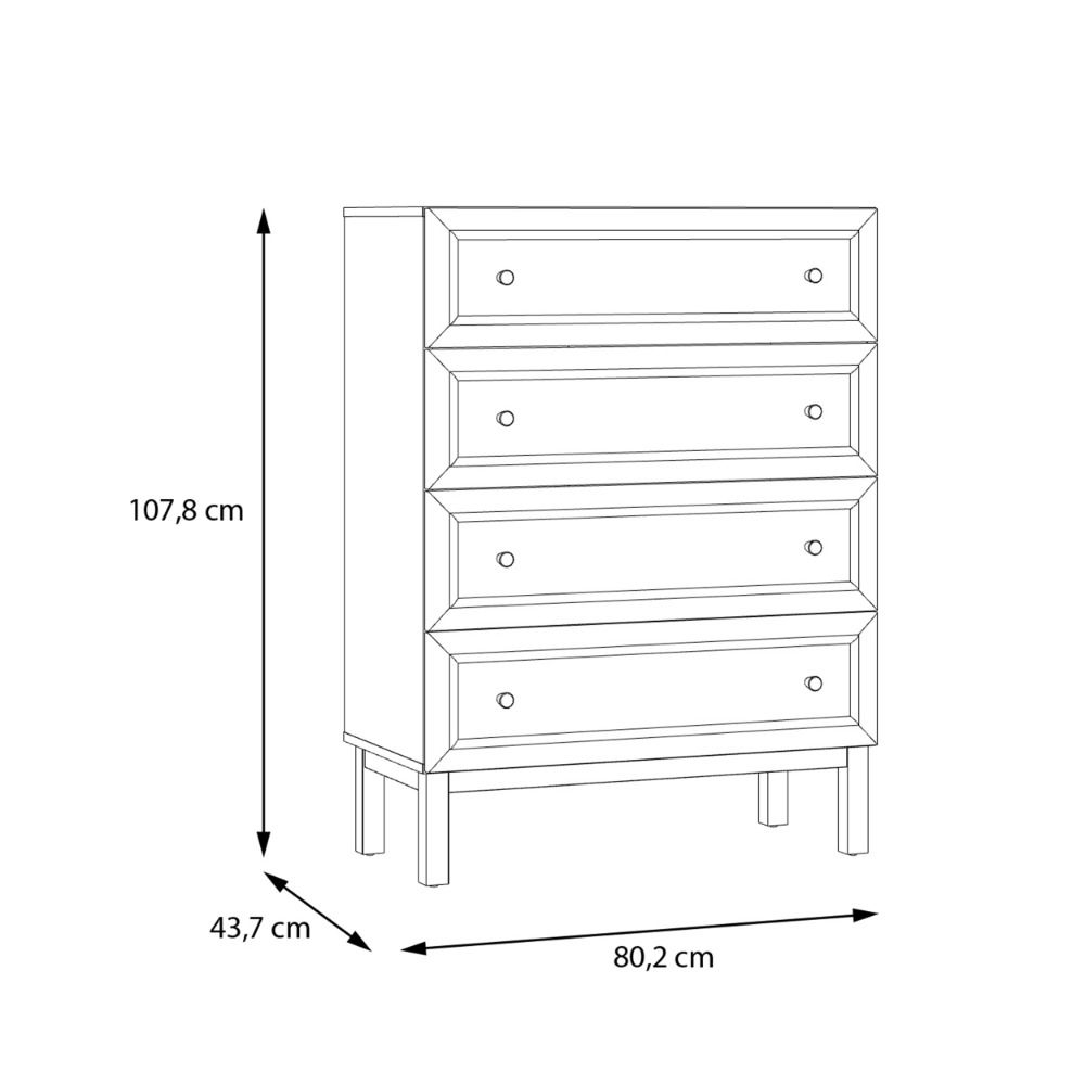 Waldorf Wooden Chest Of 4 Drawers In Light Grey And Oak