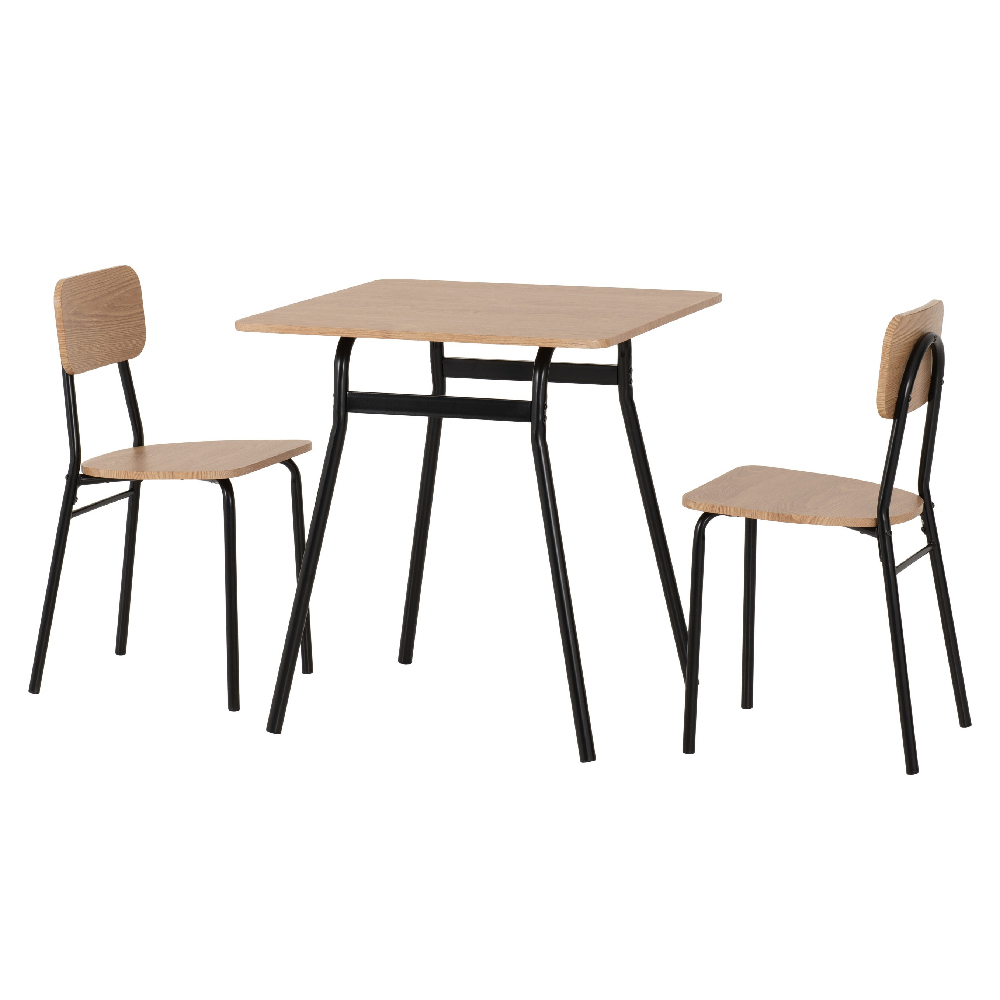 Waldorf Wooden Dining Table With 2 Chairs In Russet Oak And Black
