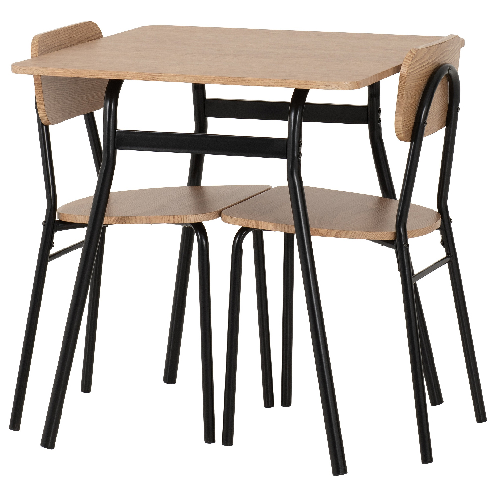 Waldorf Wooden Dining Table With 2 Chairs In Russet Oak And Black