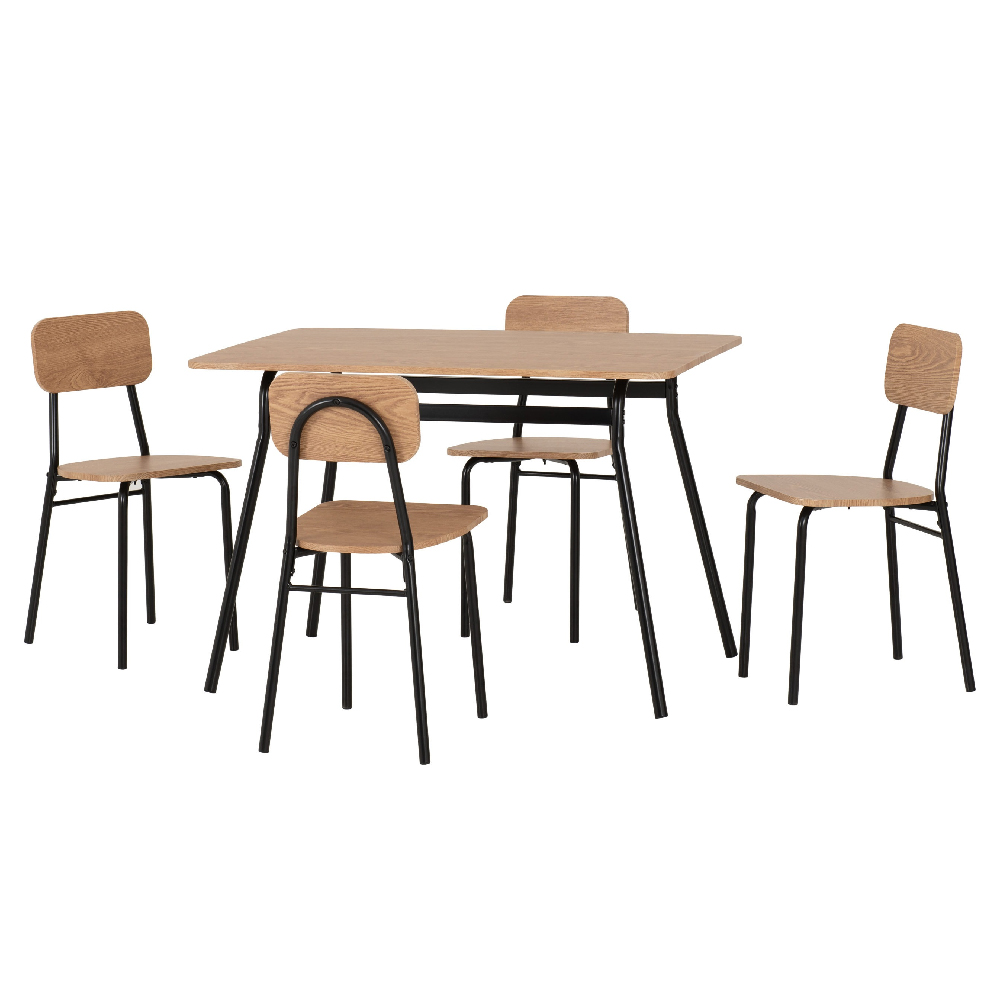 Waldorf Wooden Dining Table With 4 Chairs In Russet Oak And Black