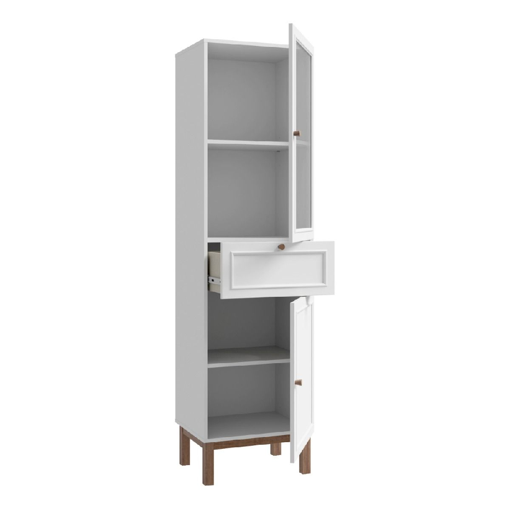 Waldorf Wooden Display Cabinet With 1 Drawer In Light Grey Oak