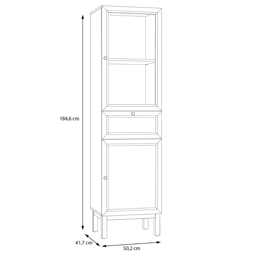 Waldorf Wooden Display Cabinet With 1 Drawer In Light Grey Oak