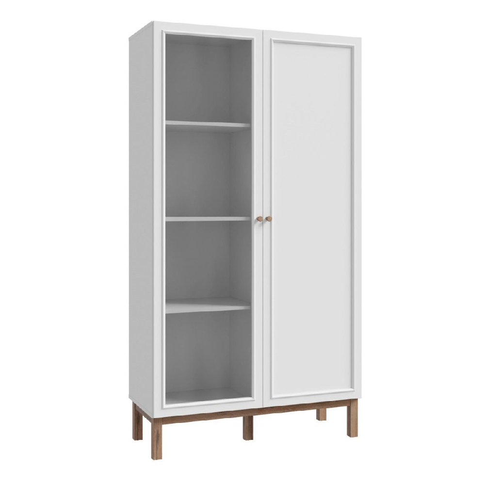 Waldorf Wooden Display Cabinet With 2 Doors In Light Grey And Oak