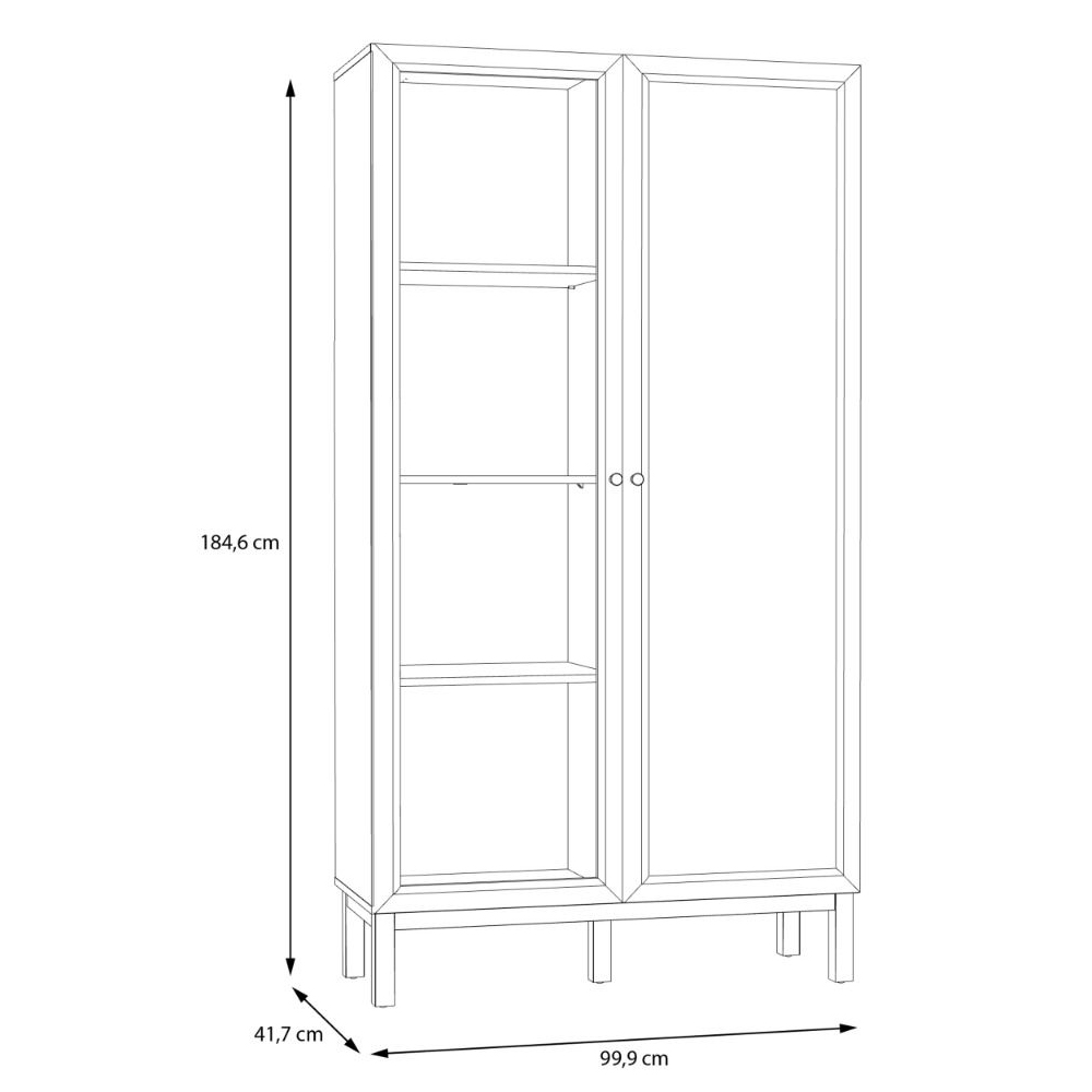 Waldorf Wooden Display Cabinet With 2 Doors In Light Grey And Oak