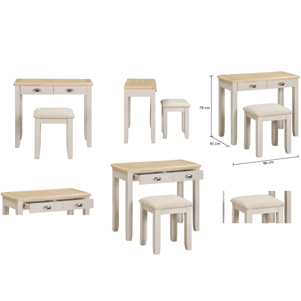 Waldorf Wooden Dressing Table With Stool In Oak And White