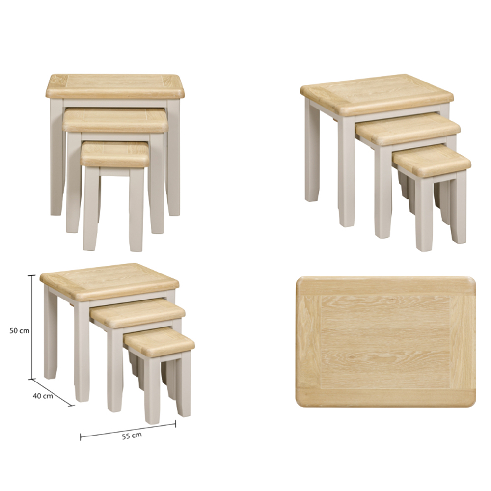 Waldorf Wooden Nest of 3 Tables In Oak And White