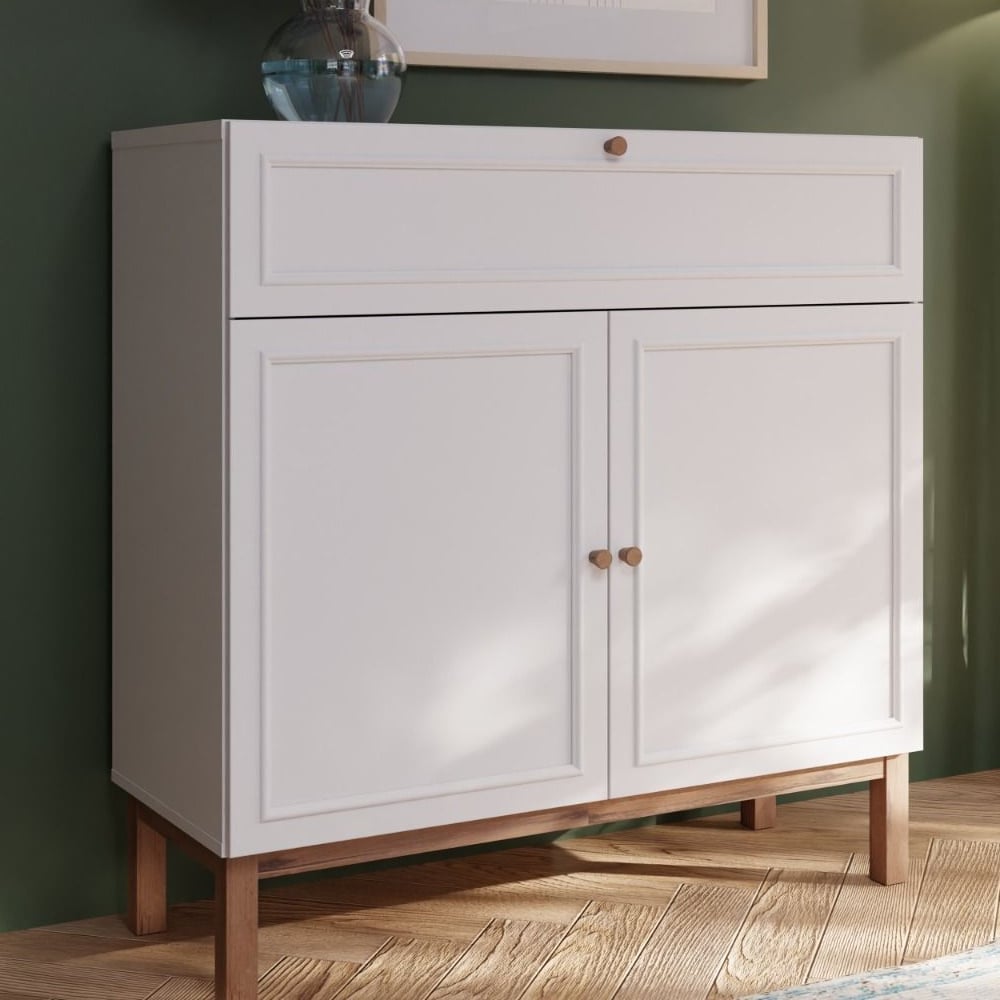 Read more about Waldorf wooden sideboard with 2 doors 1 drawer in light grey oak