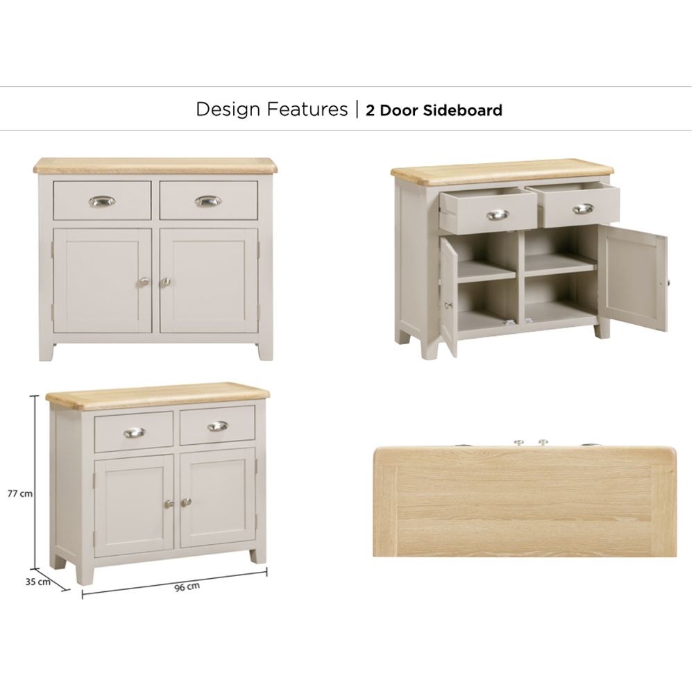 Waldorf Wooden Sideboard With 2 Doors 2 Drawers - Oyster Grey