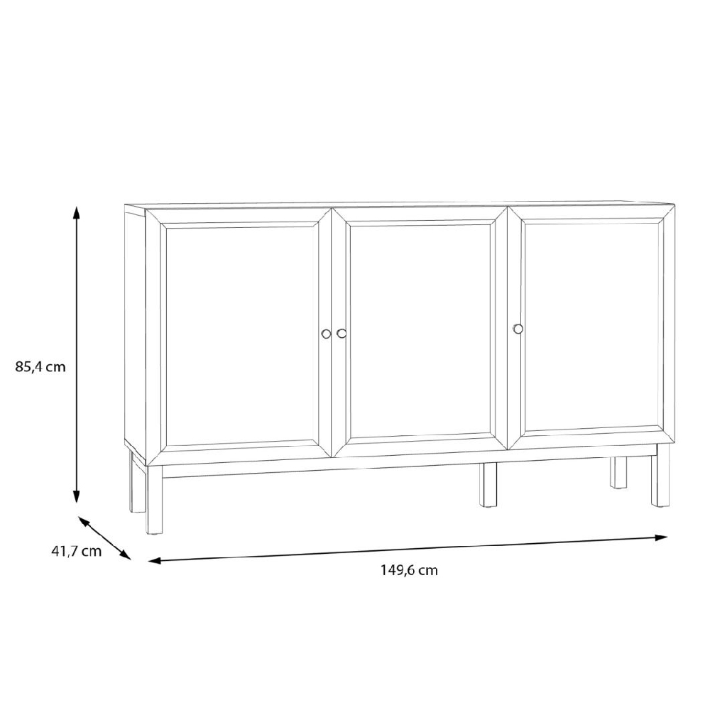 Waldorf Wooden Sideboard With 3 Doors 1 Drawer In Light Grey Oak