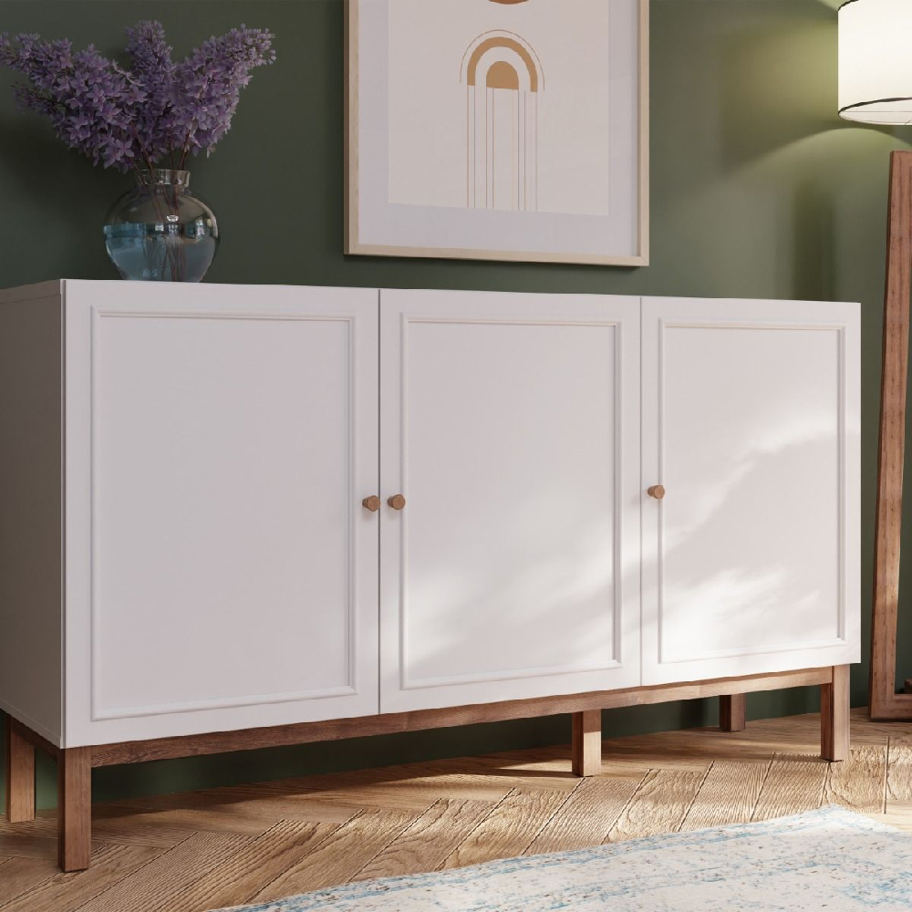 Read more about Waldorf wooden sideboard with 3 doors 1 drawer in light grey oak
