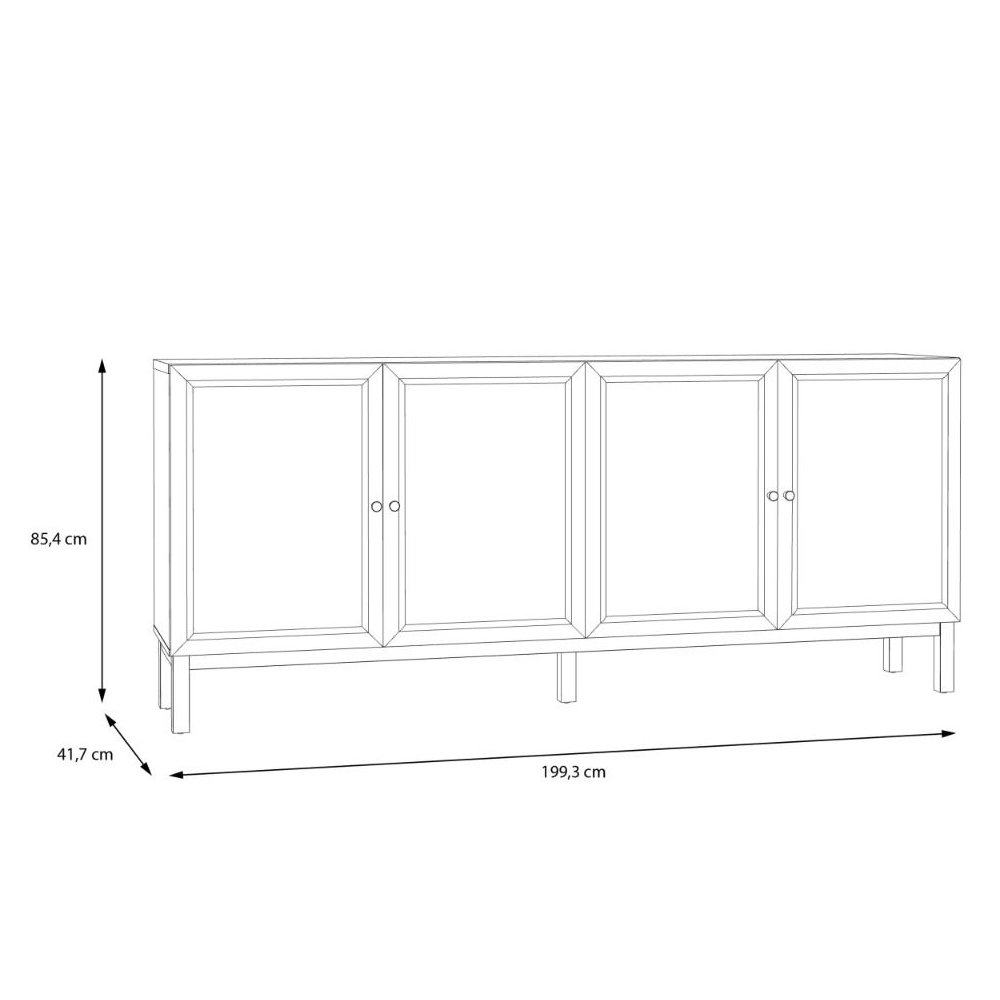 Waldorf Wooden Sideboard With 4 Doors In Light Grey And Oak
