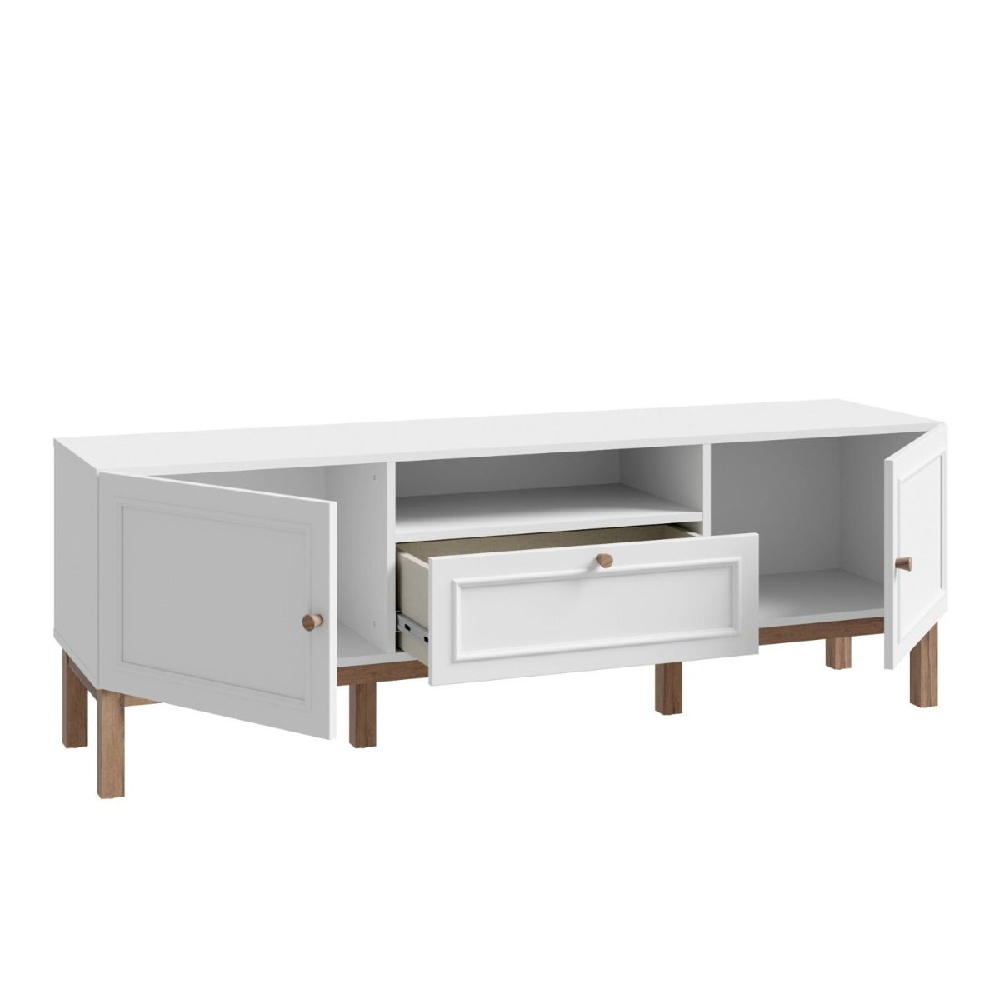 Waldorf Wooden TV Stand 2 Doors In Light Grey And Oak With LED