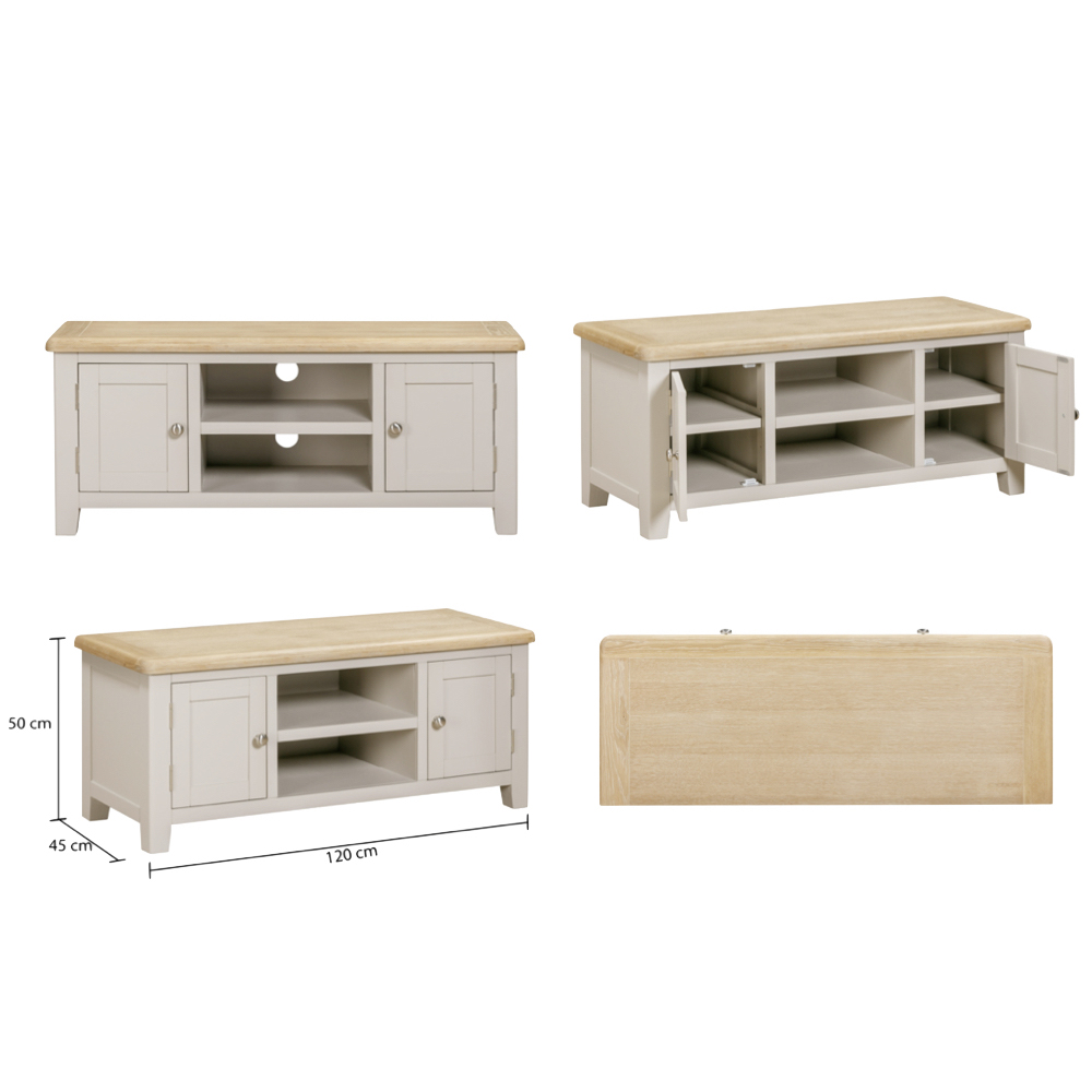 Waldorf Wooden TV Stand With 2 Doors In Oak And White