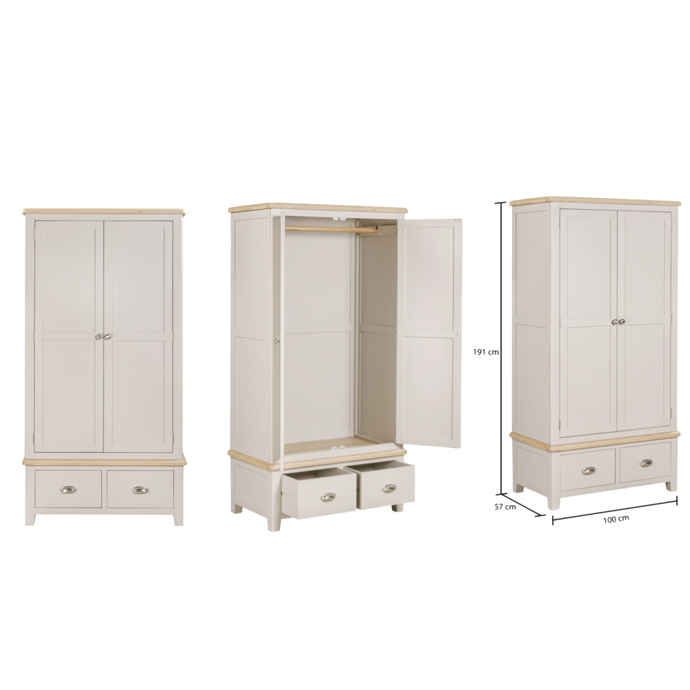 Waldorf Wooden Wardrobe With 2 Doors 2 Drawers In Oak And White