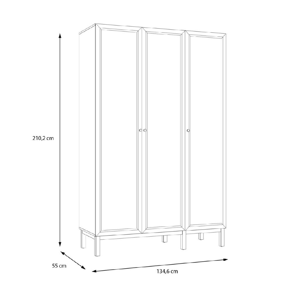 Waldorf Wooden Wardrobe With 3 Doors In Light Grey And Oak