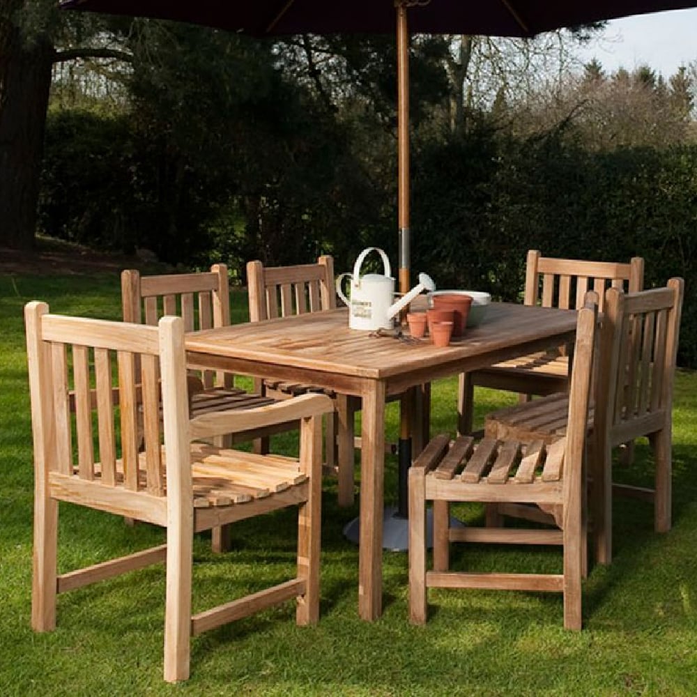 Product photograph of Waleska Wooden Rectangular Dining Table With 6 Chairs In Natural from Furniture in Fashion