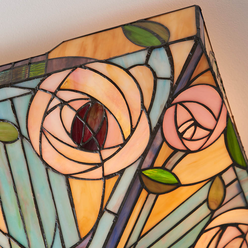 Walhalla Large Tiffany Glass Flush Ceiling Light In Multicolour