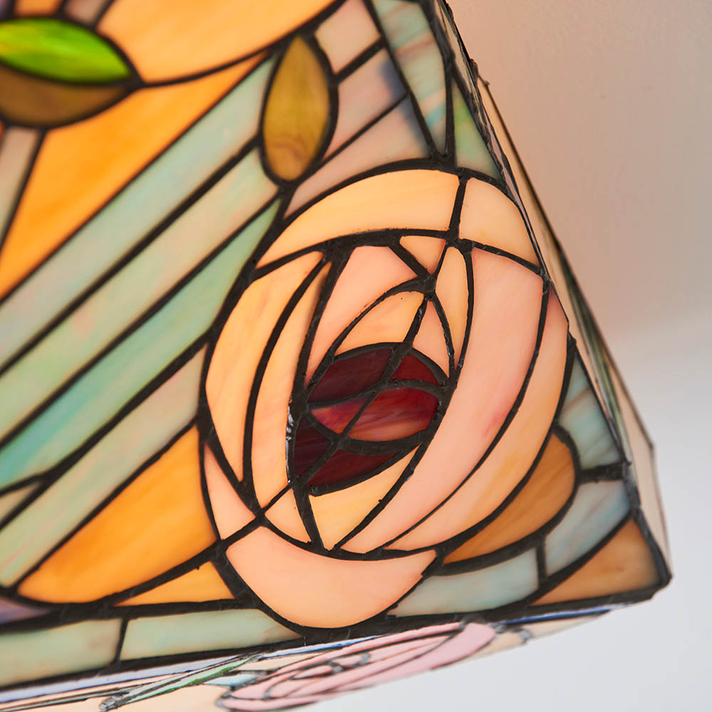 Walhalla Large Tiffany Glass Flush Ceiling Light In Multicolour