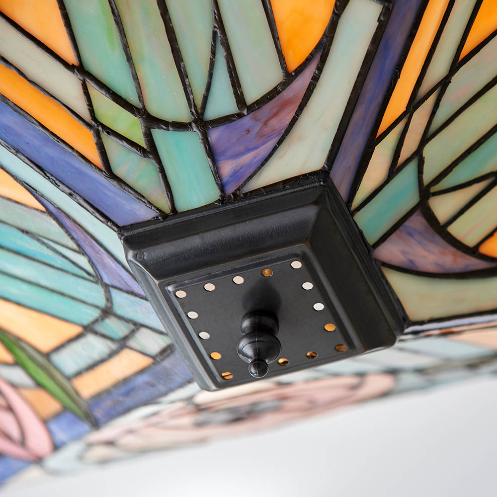 Walhalla Large Tiffany Glass Flush Ceiling Light In Multicolour