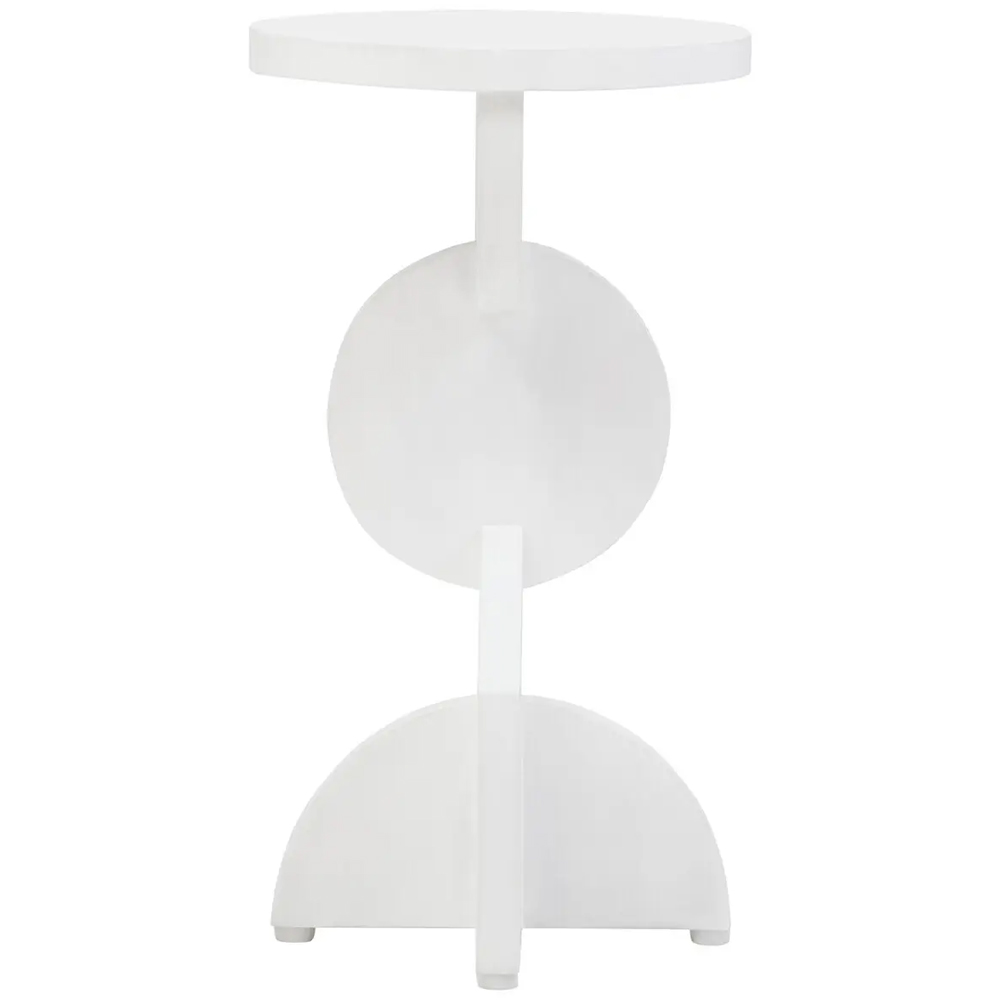 Walhalla Wooden Abstract Round Side Table In White