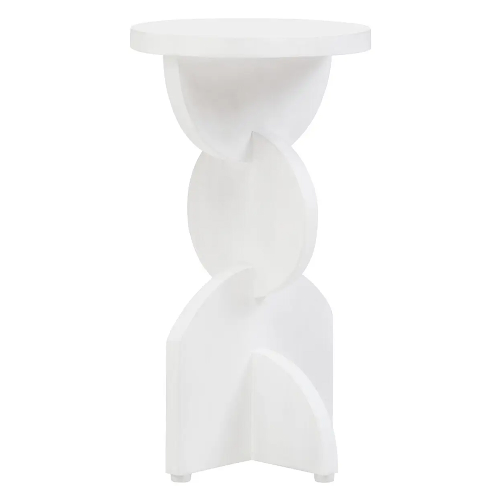 Walhalla Wooden Abstract Round Side Table In White