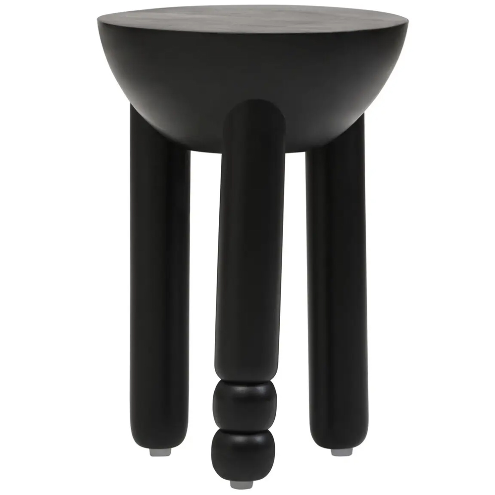 Walhalla Wooden Column Round Side Table In Black